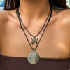 Necklace Wooden Chip Leather Wax Wire Alloy Geometric Handmade