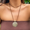 Necklace Wooden Chip Leather Wax Wire Alloy Geometric Handmade