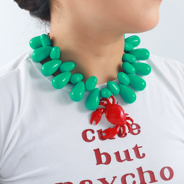 Necklace Zinc Alloy Animal Zodiac Electroplating Water Drop Crab Pendant Women's Light Luxury