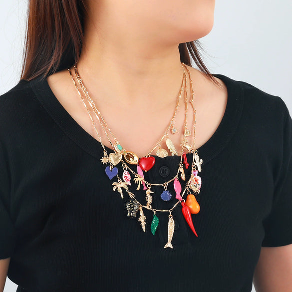 Necklace Zinc Alloy Electroplating Geometric Heart Fruit Style For Women