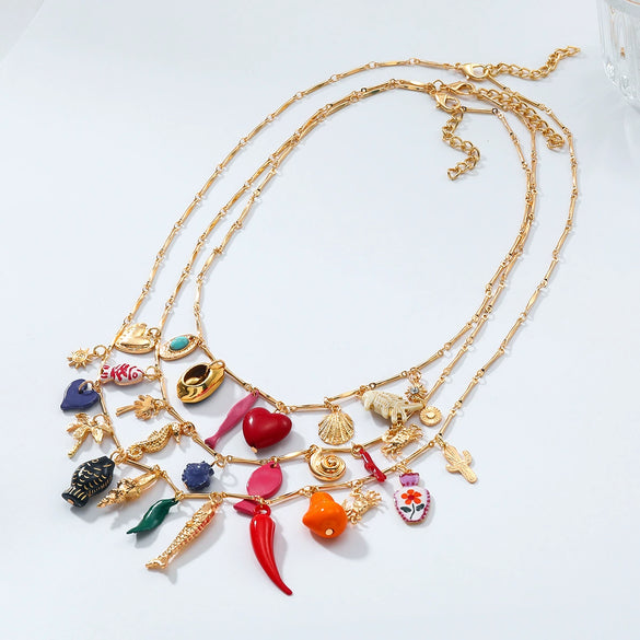 Necklace Zinc Alloy Electroplating Geometric Heart Fruit Style For Women