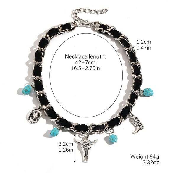 Necklace Zinc Alloy Geometric Animal Zodiac Electroplating Vintage Niutou Cross Ochain