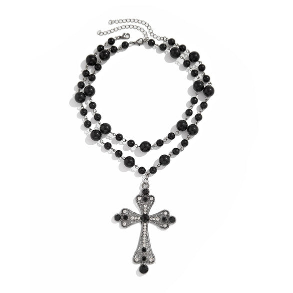 Necklace Zinc Alloy Geometric Diamond Microinlaid Imitation Pearl Multilayered Stacked Exaggerated Jewelry