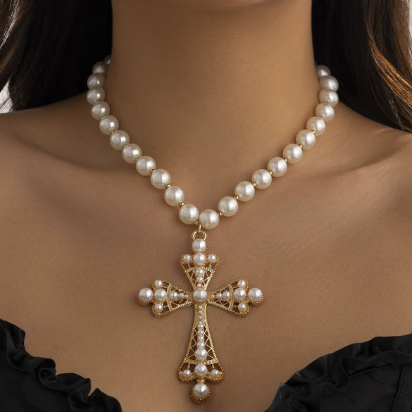 Necklace Zinc Alloy Geometric Diamond Microinlaid Imitation Pearl Multilayered Stacked Exaggerated Jewelry