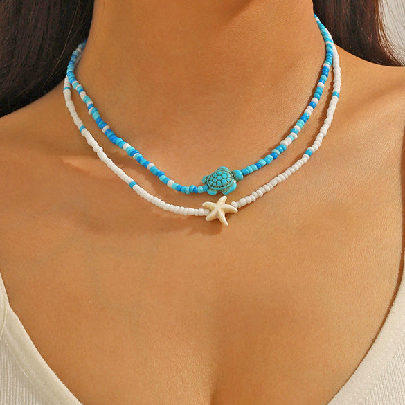 Necklace Zinc Alloy Geometric Shell Conch Sea Star Pendant Electroplating For Women