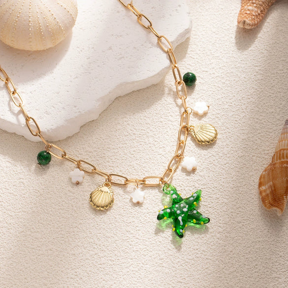 Necklace Zinc Alloy Resin Star Pattern Electroplating For Women