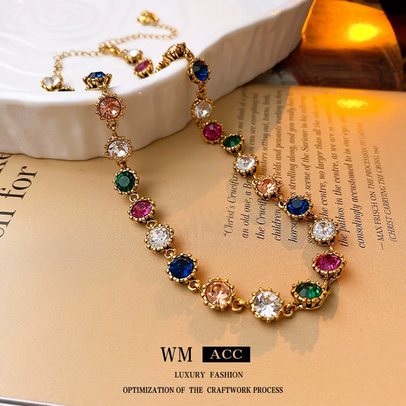 Necklace Zircon Rhinestone Geometric Baroque Style Women