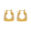 Neutral Style Face Skinny Imitation Pearl U Shaped Geometric Titanium Steel Gold Plated Earrings With Electroplated Ear Buckle Retro Ear Jewelry