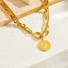 Neutral Style Goldplated Stainless Steel Coin Round Pendant Earrings Necklace Bracelet