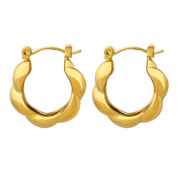 Neutral Style Kink Temperament Fashion Ear Buckle Titanium Steel Gold Plated Electroplated Geometric Earrings