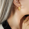 Neutral Style Kink Temperament Fashion Ear Buckle Titanium Steel Gold Plated Electroplated Geometric Earrings