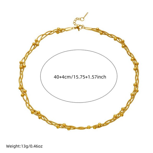 Neutral Wind Chain Winding Spacer Bead Stainless Steel Gold Plated Cross Necklace