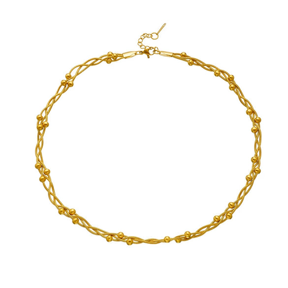 Neutral Wind Chain Winding Spacer Bead Stainless Steel Gold Plated Geometric Cross Necklace