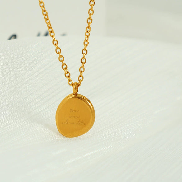 Neutral Wind Irregular Oval Pendant Necklace 316L Stainless Steel Clavicle Chain Electroplated Retro Geometric Women's Accessories