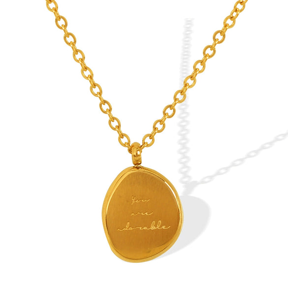 Neutral Wind Irregular Oval Pendant Necklace 316L Stainless Steel Clavicle Chain Electroplated Retro Geometric Women's Accessories