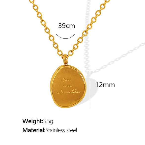 Neutral Wind Irregular Oval Pendant Necklace 316L Stainless Steel Clavicle Chain Electroplated Retro Geometric Women's Accessories