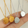 Neutral Wind Irregular Oval Pendant Necklace 316L Stainless Steel Clavicle Chain Electroplated Retro Geometric Women's Accessories