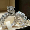 New Accessories Fashion Highend Full Diamond Zircon Ring Design Copper Women's Engagement Wedding Set Ring