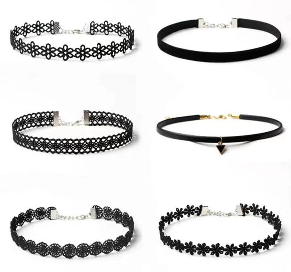 New Accessories Hot Lace Choker Tassel Necklace Chain Combination Set Black Velvet Collar