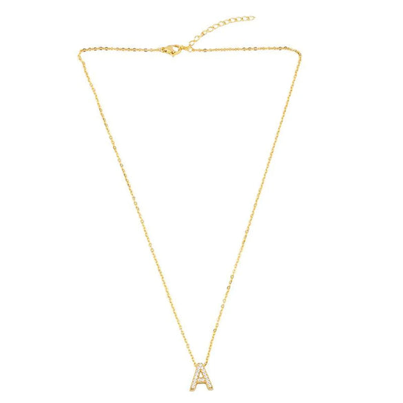 Fashion Letter Copper Gold Plated Zircon Necklace