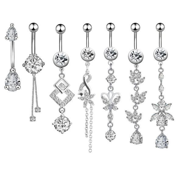 New Belly Button Ring Creative Exquisite Zircon Belly Button Nail Piercing Jewelry