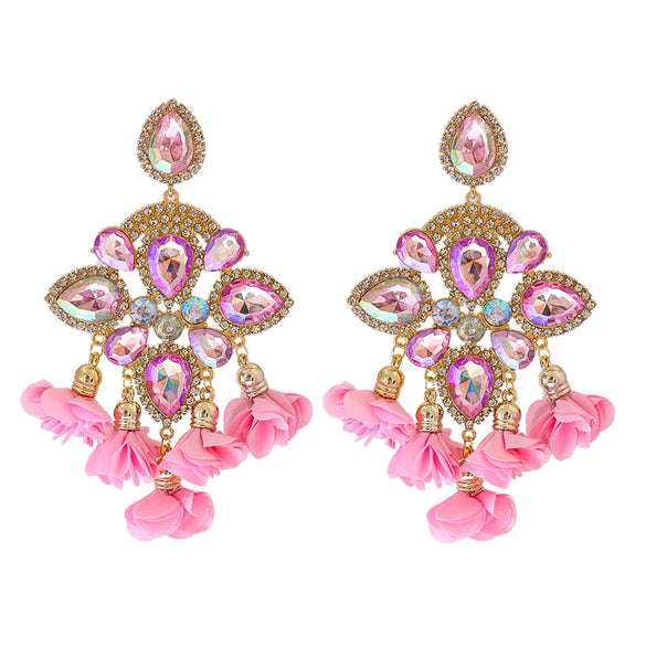 New Bohemian Color Diamond Flower Female Earrings Personality Accessories Wholesale