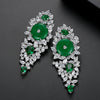 New Chinoiserie Exaggerated Copper Inlaid Zircon Geometric Long Earrings For Women Elegant Banquet Fashion Style