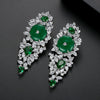 New Chinoiserie Exaggerated Copper Inlaid Zircon Geometric Long Earrings For Women Elegant Banquet Fashion Style