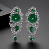 New Chinoiserie Exaggerated Copper Inlaid Zircon Geometric Long Earrings For Women Elegant Banquet Fashion Style