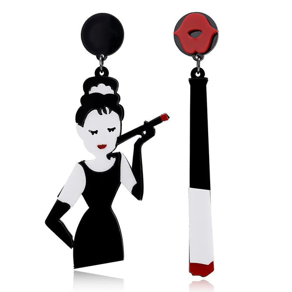 New Cigarette Ladies Acrylic Asymmetric Earrings Earrings Funny Creative Fashion Earrings Female