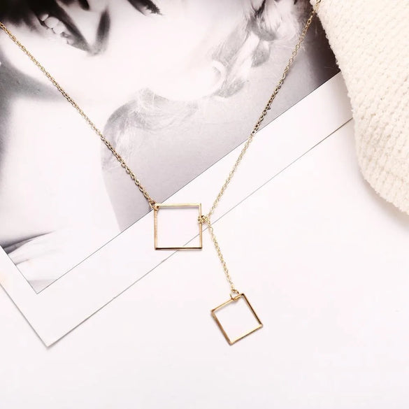 New Clavicle Chain Creative Retro Simple Geometric Square Pendant Necklace Temperament Sweater Chain Women