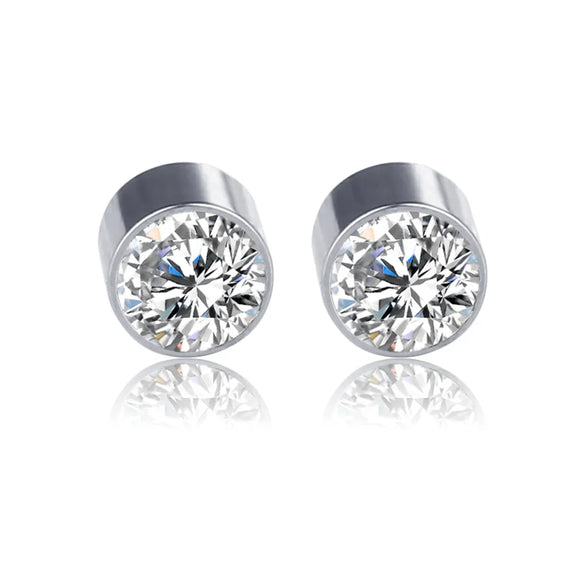 New Color Diamond Titanium Steel Magnetic Stud Earrings