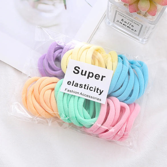 New Color Matching Towel Ring Seamless Color Rubber Band Hair Ring Hair Rope Korean Version Of 50 A Pack