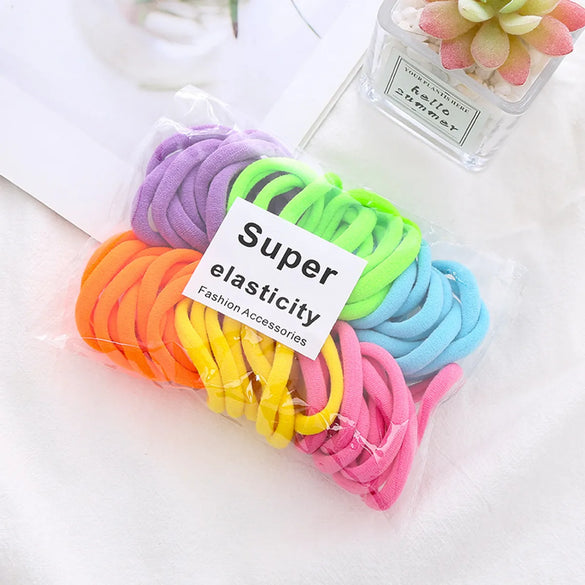 New Color Matching Towel Ring Seamless Color Rubber Band Hair Ring Hair Rope Korean Version Of 50 A Pack