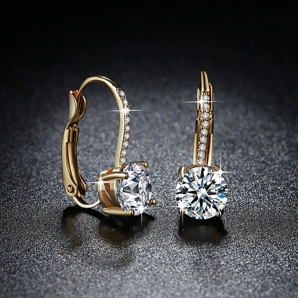 New Color Zircon Agate Earrings Light Luxury Fashion High Sense Ear Buckle Simple Personality Elegant Earrings For Women