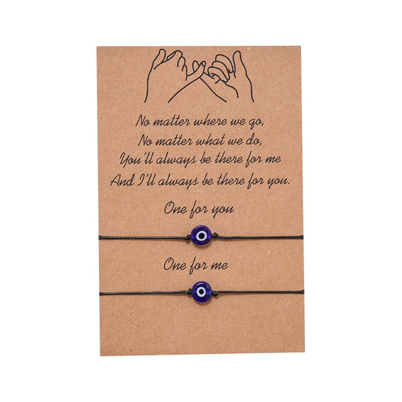 New Couple Card Jewelry Hand Woven Bracelet Set With Turkish Devil Eyes Ethnic National Style Retro Artistic Retro Geometric Pattern Opal Jewelry For Women And Unisex