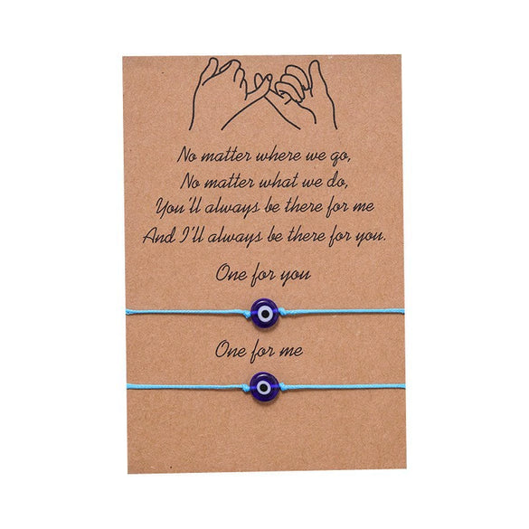 New Couple Card Jewelry Hand Woven Bracelet Set With Turkish Devil Eyes Ethnic National Style Retro Artistic Retro Geometric Pattern Opal Jewelry For Women And Unisex