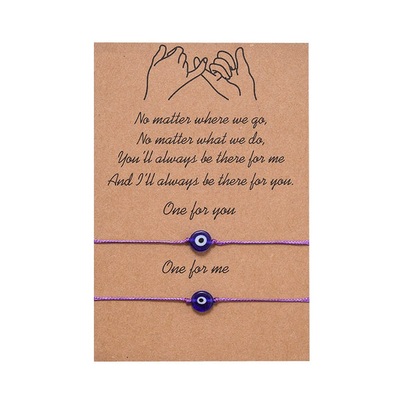 New Couple Card Jewelry Hand Woven Bracelet Set With Turkish Devil Eyes Ethnic National Style Retro Artistic Retro Geometric Pattern Opal Jewelry For Women And Unisex