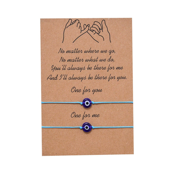 New Couple Card Jewelry Hand Woven Bracelet Set With Turkish Devil Eyes Ethnic National Style Retro Artistic Retro Geometric Pattern Opal Jewelry For Women And Unisex