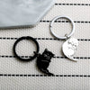 New Creative Black And White Cartoon Cat Stainless Steel Keychain Pendant For Couples
