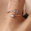 New Creative Earrings Fashion  Copper Inlaid Zircon Ring Personality Double Diamond Opening Ring  Wholesale