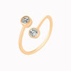 New Creative Earrings Fashion  Copper Inlaid Zircon Ring Personality Double Diamond Opening Ring  Wholesale