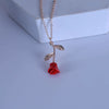 New Creative Jewelry Red Rose Pendant Necklace For Girlfriend Alloy Electroplated Water Wave Chain