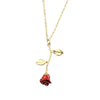 New Creative Jewelry Red Rose Pendant Necklace For Girlfriend Alloy Electroplated Water Wave Chain