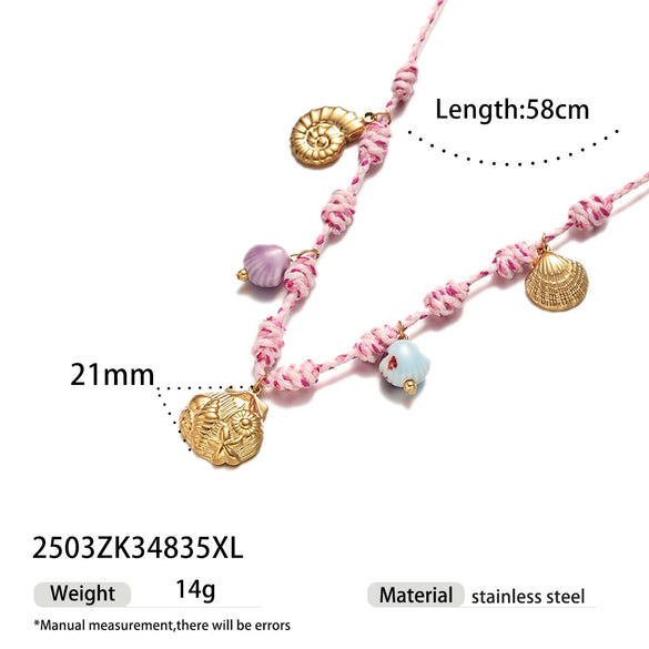 New Creative Stainless Steel Bracelet For Girls With Ceramic Conch And Titanium Steel Pendant Ins Style Nature Animal Zodiac Shape Electroplating Hand Jewelry