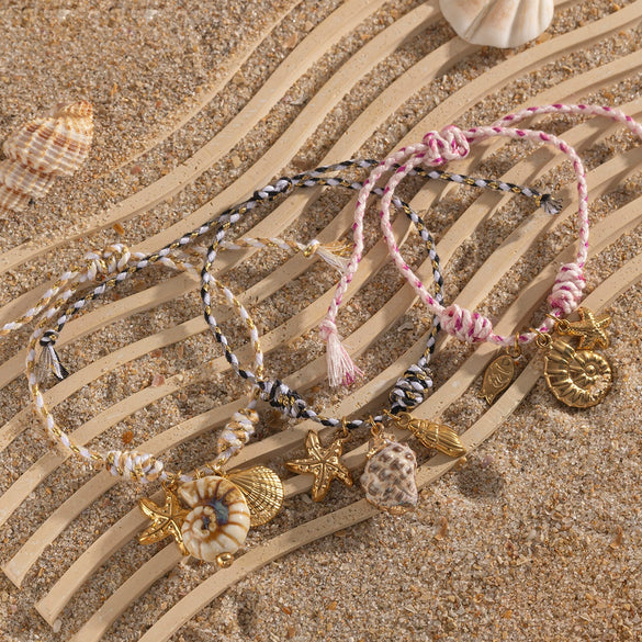 New Creative Stainless Steel Bracelet For Girls With Ceramic Conch And Titanium Steel Pendant Ins Style Nature Animal Zodiac Shape Electroplating Hand Jewelry