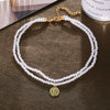 New Creative Retro Simple Drop Shape Pearl And Alloy Clavicle Chain Necklace For Women Set With Pearls