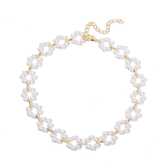 New Creative Retro Simple Drop Shape Pearl And Alloy Clavicle Chain Necklace For Women Set With Pearls
