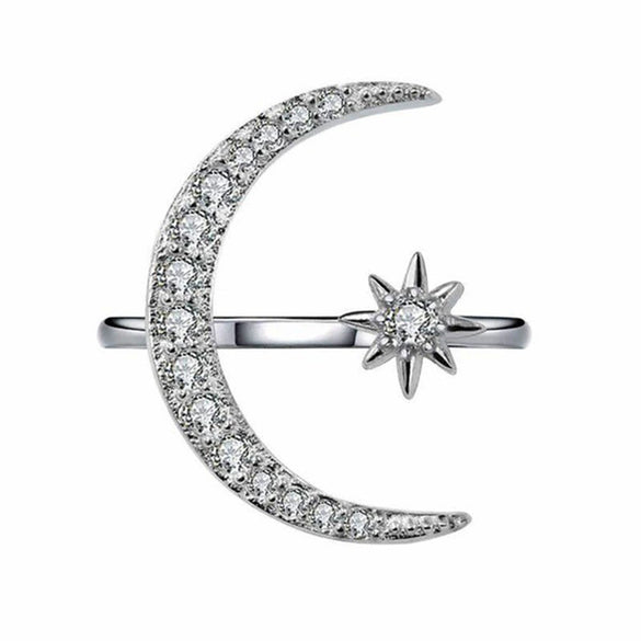 New Crescent Moon Ring Plated 18K Creative Exaggerated Open Engagement Ring