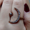 New Crescent Moon Ring Plated 18K Creative Exaggerated Open Engagement Ring